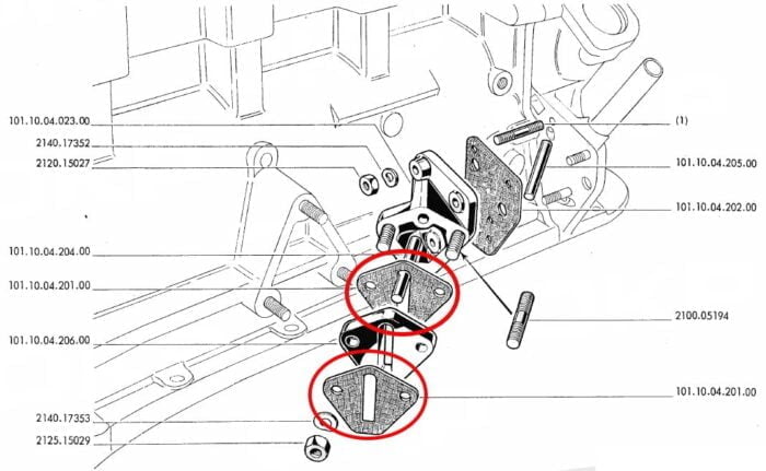 SCHEMA Guarnizione Pompa Carburante Meccanica Alfa Romeo 105-115