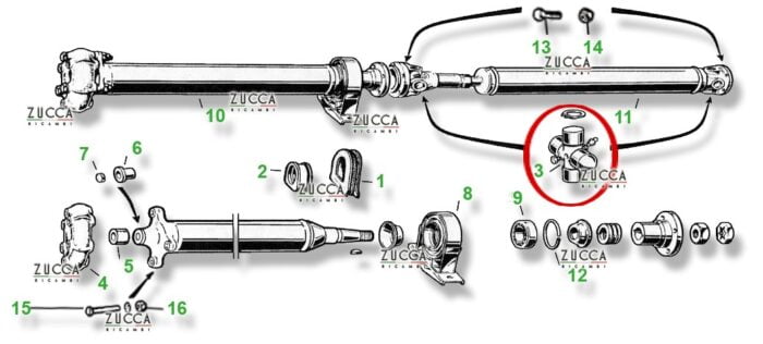 Crociera Albero di Trasmissione - "24 x 63,10 mm" (105/115 - 66'/93')