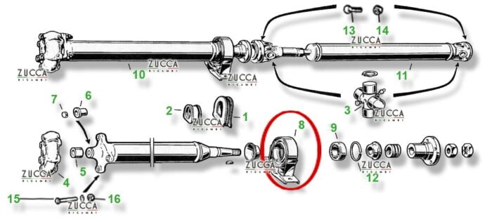 Supporto Albero di Trasmissione (105/115 - dal 1970 al 93') "Standard"