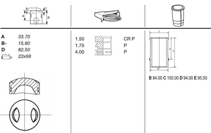 Pistone & Canna (1.600 cc - Ø 78 mm) - 9.1: 1