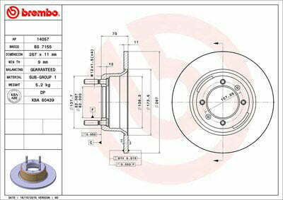 Scheda Disco Anteriore 267 mm Alfa Romeo 105 BREMBO