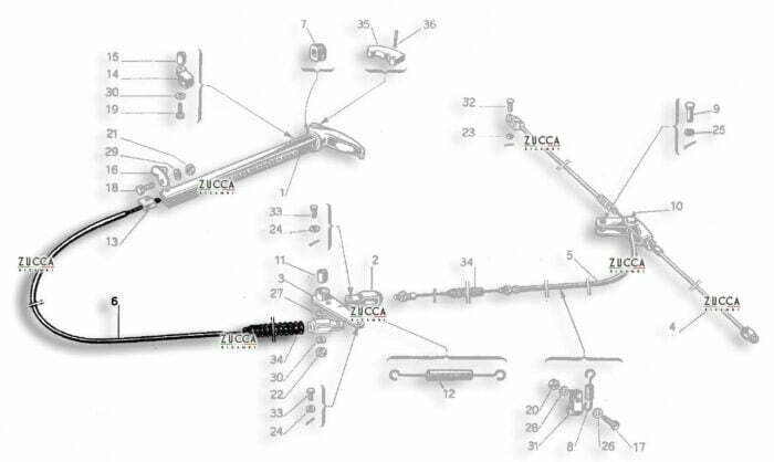 Schema Cavi Freno a Mano - Alfa Romeo 750-101 - porzione anteriore