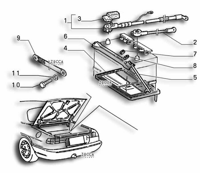 Base Batteria Baule Alfa Romeo Duetto 2000 IE Serie 4 schema