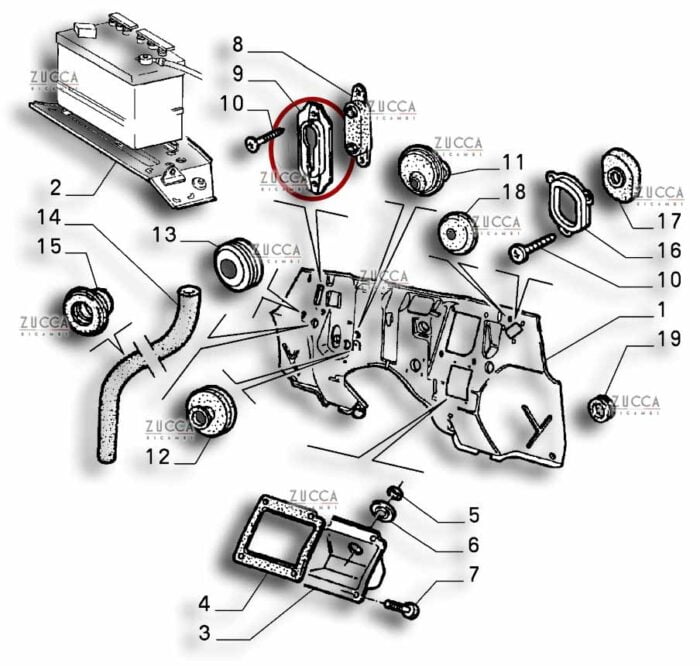 Ghiera Fissaggio - Guida Fascia Elettrica Duetto 4 - Serie 115 - 90-93 Alfa Romeo - SCHEMA