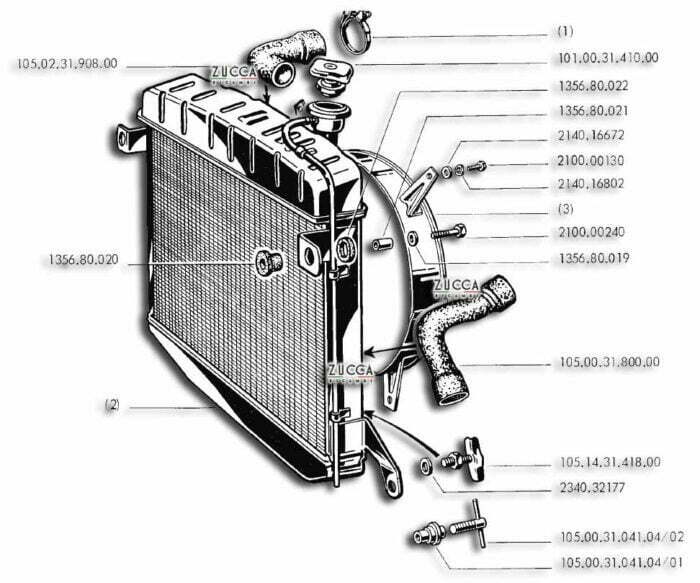 Schema Radiatore 4 Supporti - Alfa Romeo Serie 105 fino al 1968