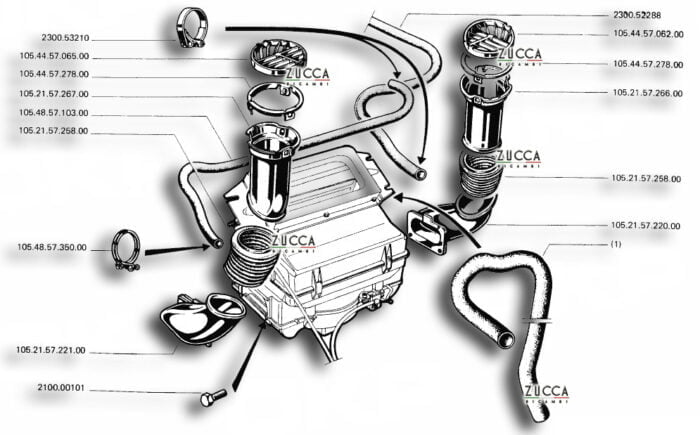 Tubo areazione GT 11 cm x 74 mm - Alfa Romeo GT Bertone 1300 - 1600 - 1750 - SCHEMA