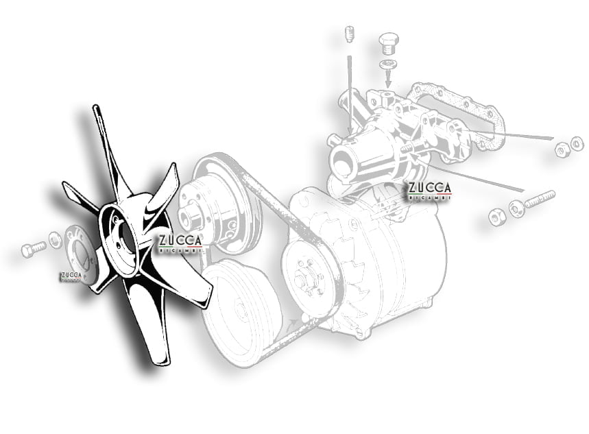 Ventola Meccanica Raffreddamento Radiatore (Serie 105/115 - 1750/2000 cc)  Pale Larghe