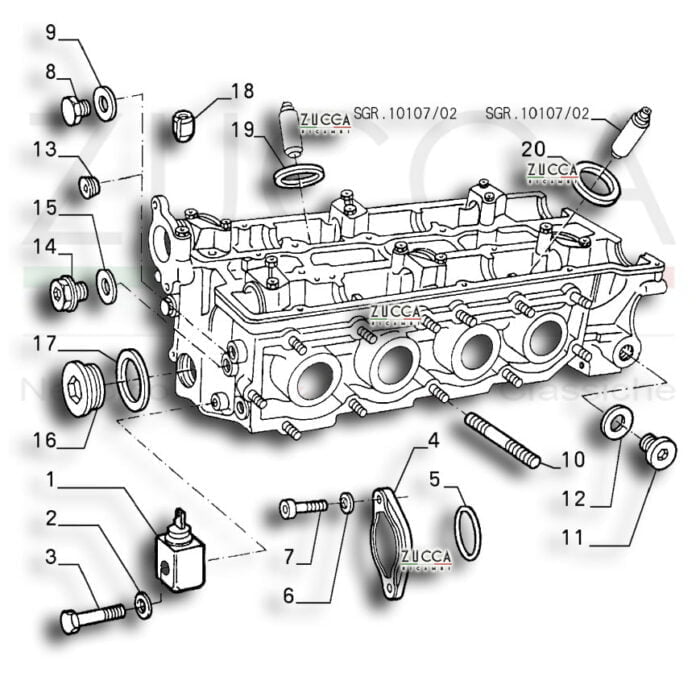 Esploso Testata Twin Spark Alfa Romeo 8 Valvole