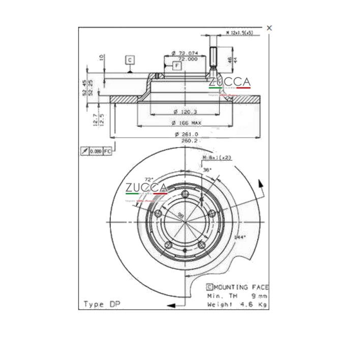 60533595 SCHEMA dimensioni Disco Freno